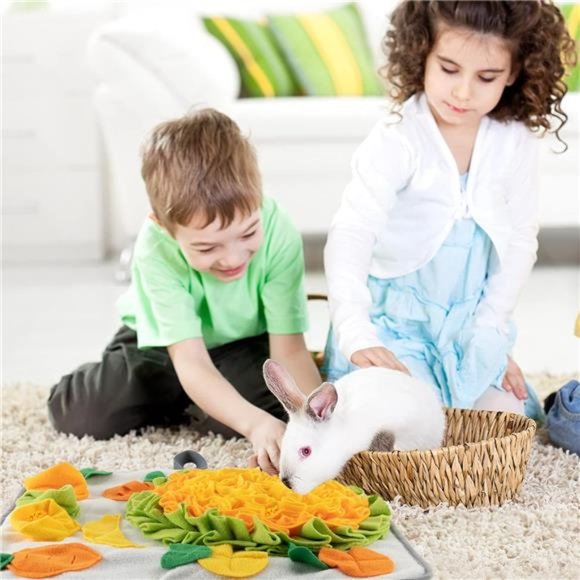 20"×20"Rabbit Foraging Mat with Fixing Handle- Machine Washable Polar Fleece Pet - Picture 3 of 7